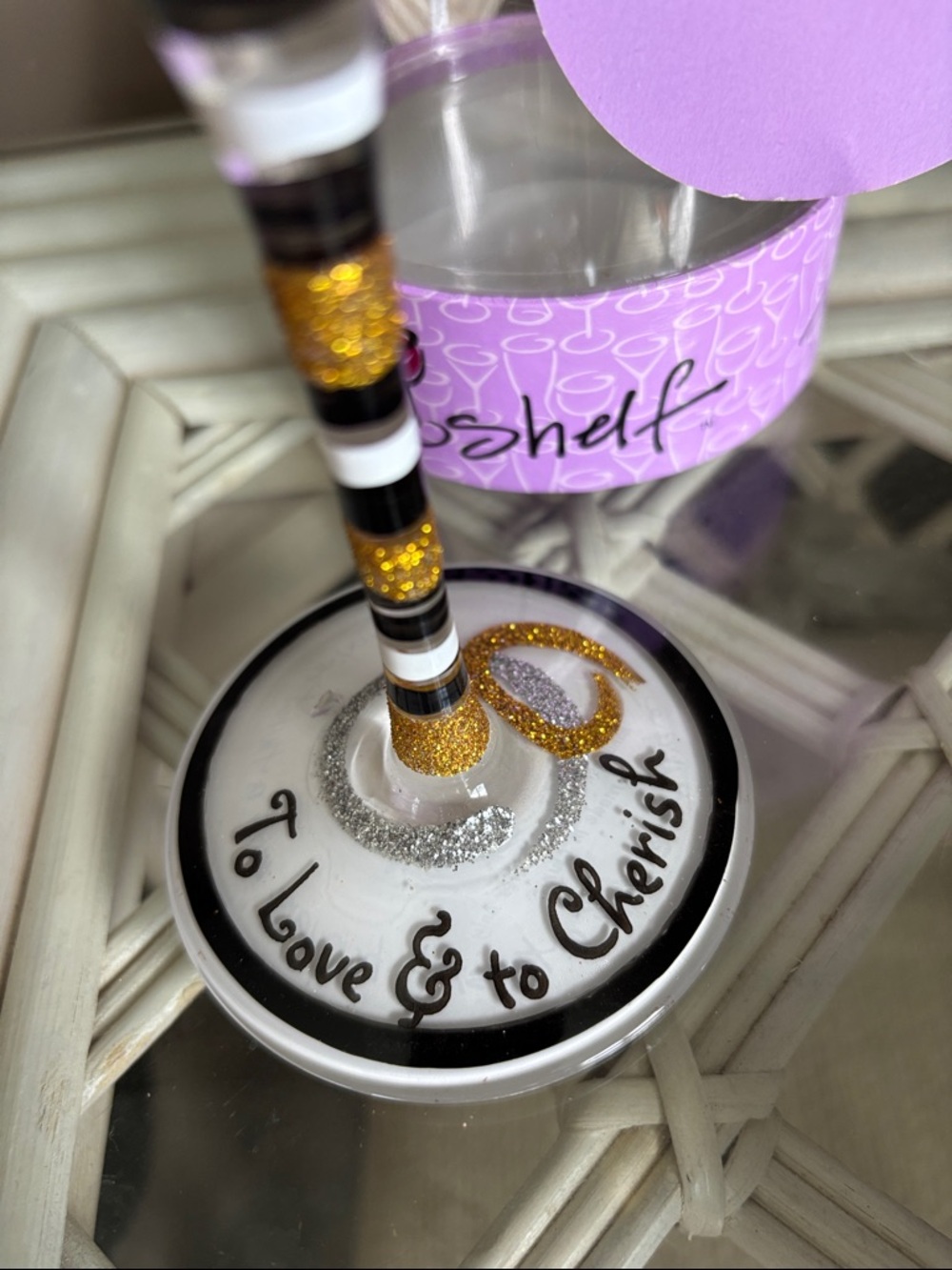 Top Shelf “I Do” Hand-Painted Wine Glass NIP - Picture 6 of 15